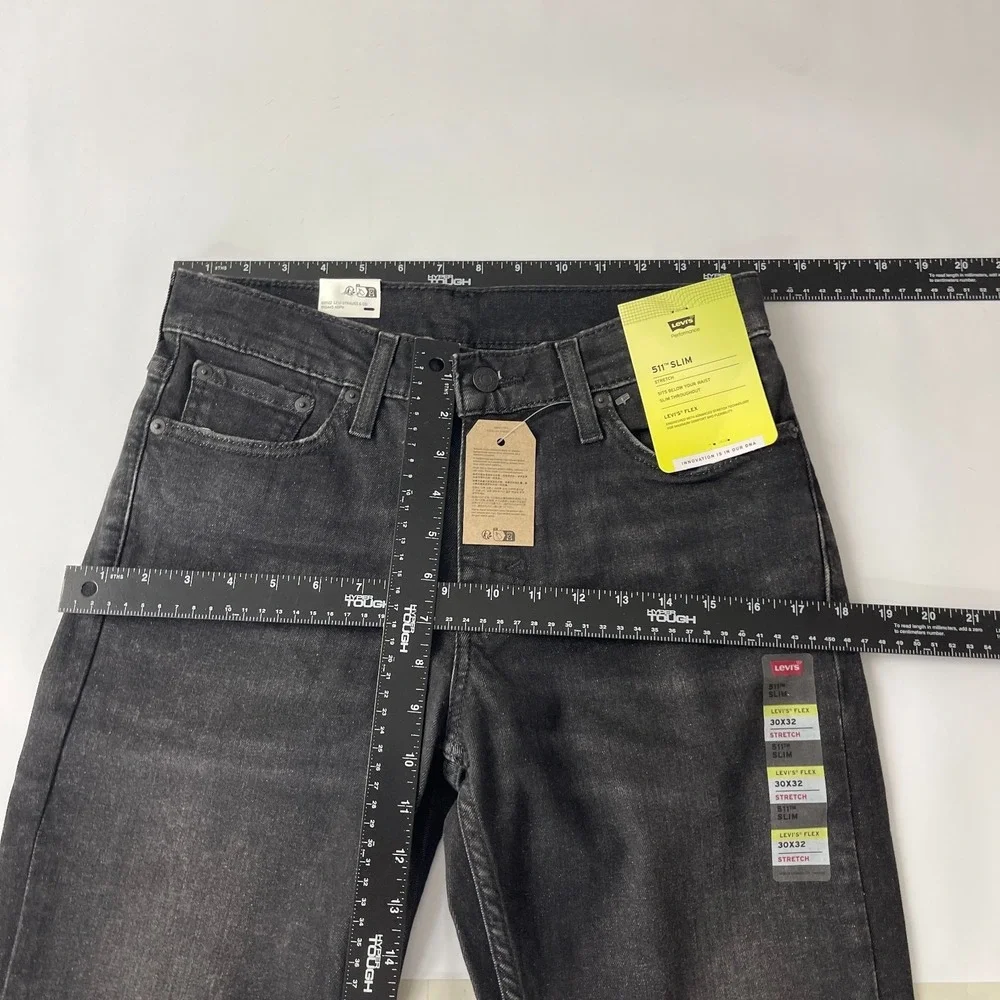 Levis Jeans Mens 30x32 Black 511 Slim Dark Wash Stretch Denim Minimalist Grunge